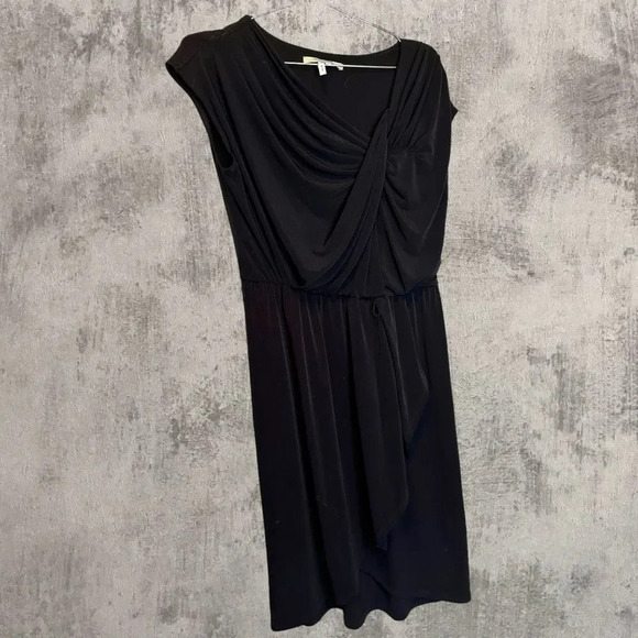 Max & Cleo Black Faux Wrap Front Dress size Small - Picture 1 of 4